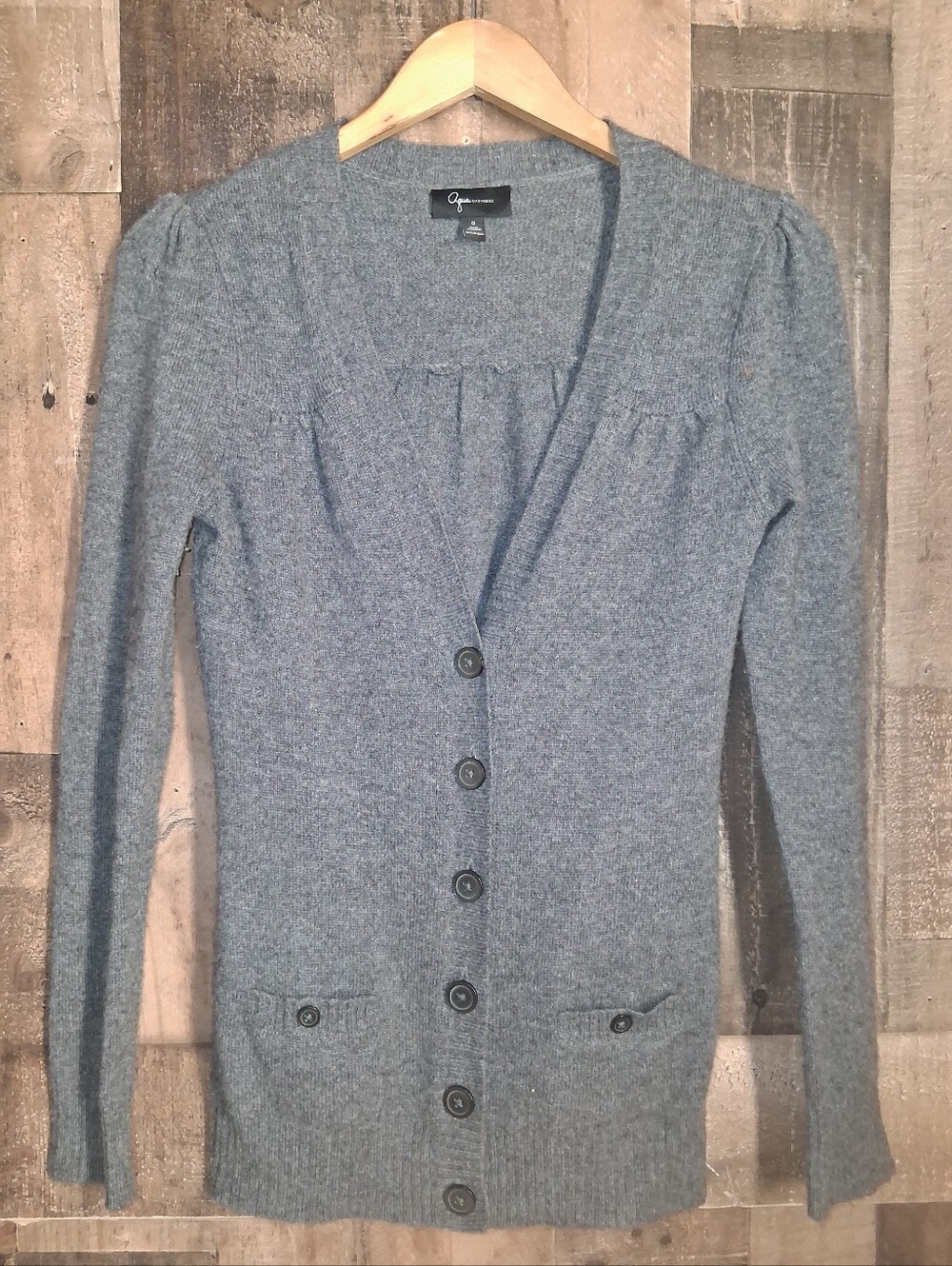 Aqua Cashmere Gray Button Front Cardigan Sweater V Neck Size Small